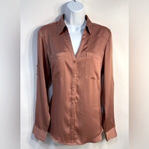 Express Women’s Rose Gold/Pink Button Down Shirt